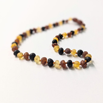 Genuine Baltic Amber Unpolished Round Multicolour Babies Teething Necklace