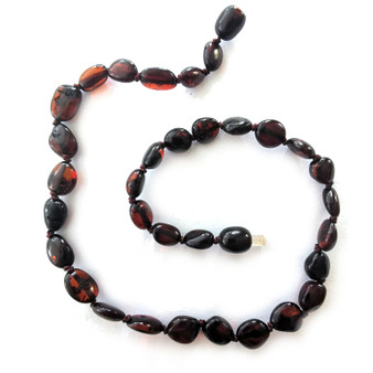 Genuine Baltic Amber Polished Oval Cherry Babies Teething Necklace
