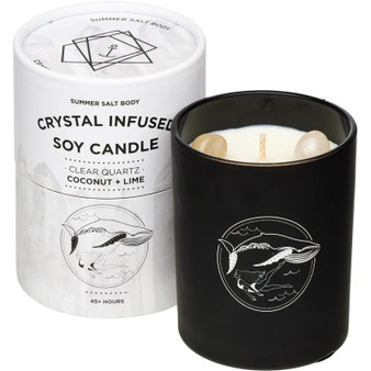 Crystal Infused Soy Candle - Clear Quartz, Coconut & Lime