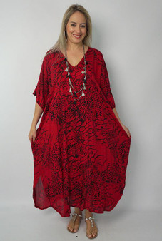 Red Animal Long Kaftan