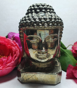 Pyrite Buddha Head Carving