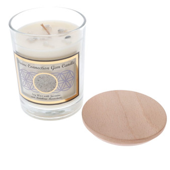 Divine Connection Gemstone Soy Candle - Jasmine and Rainbow Moonstone