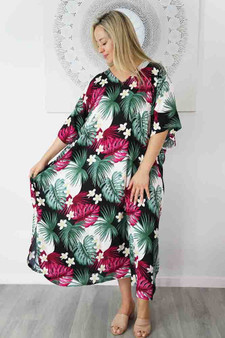 Moonflower Pink Premium Long Kaftan
