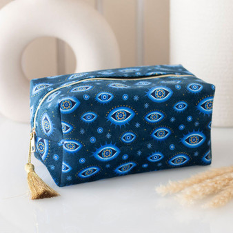 All Seeing Eye Print Velvet Make Up Bag
