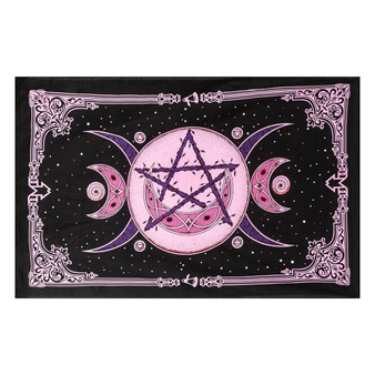Triple Moon Pink Cotton Wall Hanging/Bedspread/Throw Double Size (Approx 140cm x 210cm).