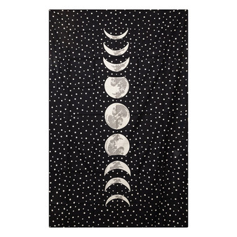 Moon Phases Black and White Cotton Tapestry
