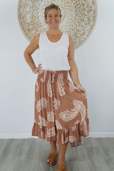 Taupe Tree of Life Tangelo Skirt
