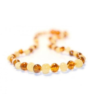 Genuine Baltic Amber Polished Round Milk & Butterscotch Babies Teething Necklace