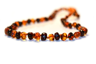 Genuine Baltic Amber Polished Round Cherry/Butterscotch Babies Teething Necklace