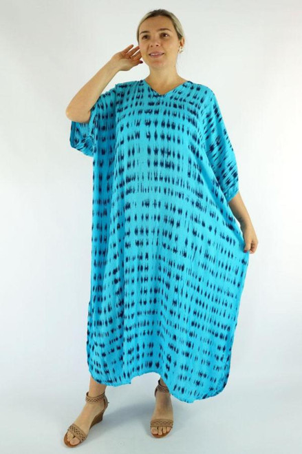 Aqua Teardrop Long Kaftan