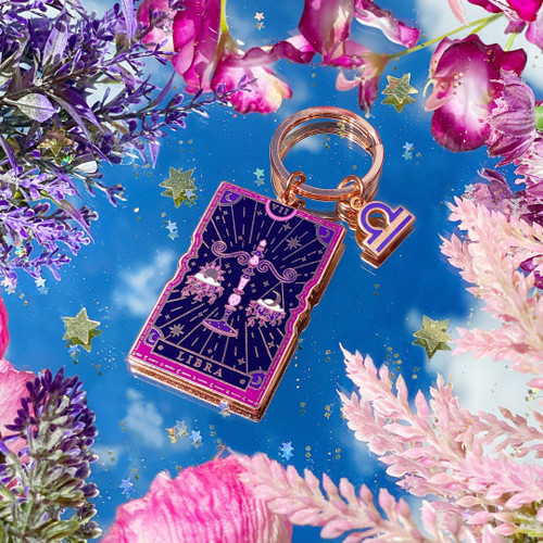 Libra Zodiac Enamel Keyring