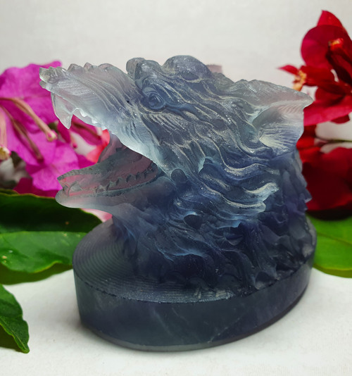 Fluorite Wolf Carving