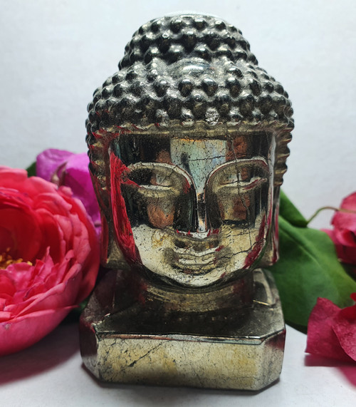 Pyrite Buddha Head Carving