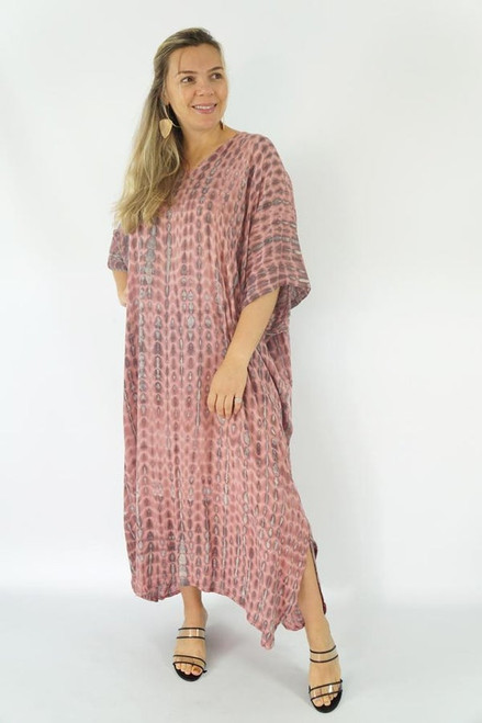 Crackle Sienna Tie Dye Long Kaftan