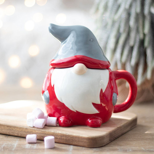 Gonk Christmas Gnome Lidded Ceramic Mug