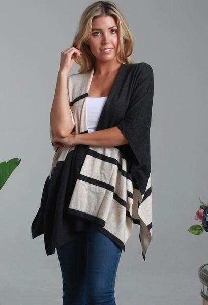 Isabella Boho Black/Cream Cardigan Freesize