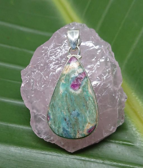 Ruby Fuchsite Teardrop 925 Sterling Silver Pendant