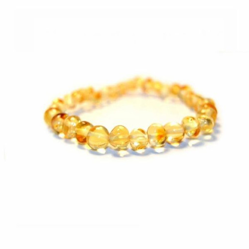 Genuine Baltic Amber Polished Round Lemon Babies Teething Bracelet/Anklet