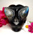 Obsidian Alien Skull with Labradorite Eyes Carving