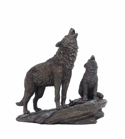 Wolf Parent with Cub Statue
