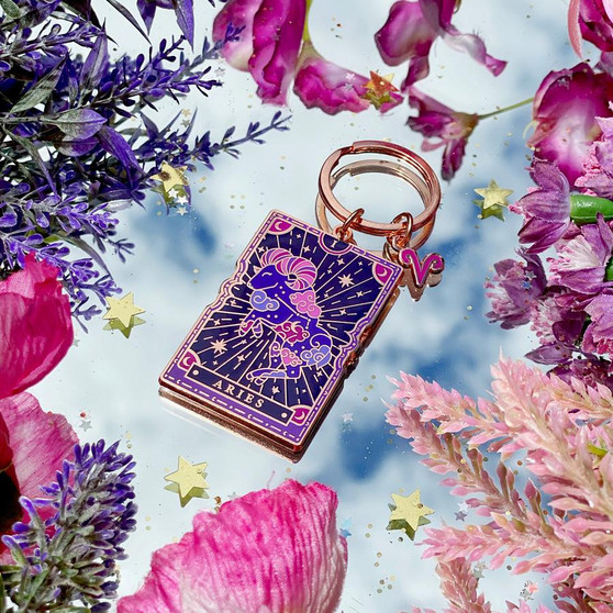 Aries Zodiac Enamel Keyring