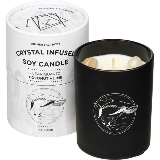 Crystal Infused Soy Candle - Clear Quartz, Coconut & Lime