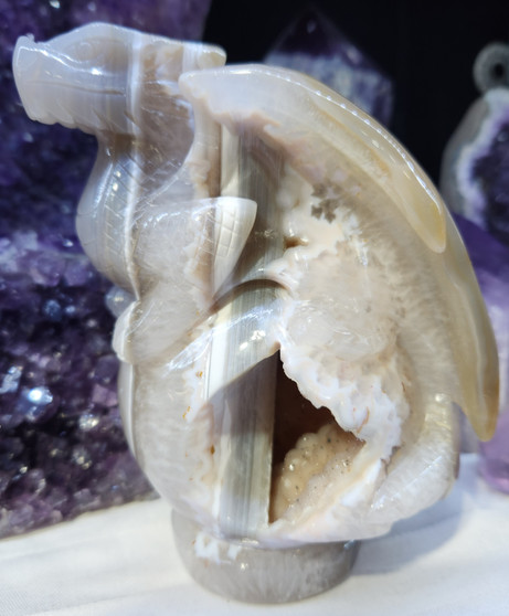 Druzy Agate Dragon Carving