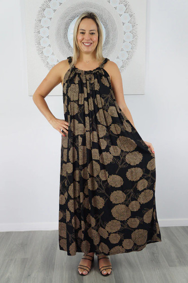 Black Marigold Long Magnum Dress