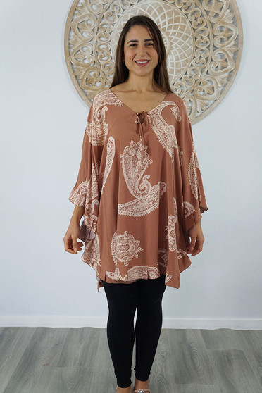 Jasmin 'Tree of Life' Taupe Top