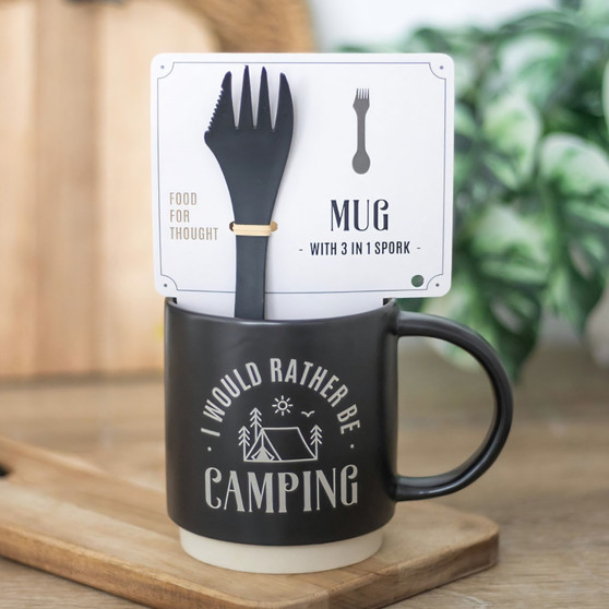 I Would Rather Be Camping Mug with 3 in 1 Spork