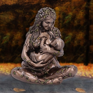 Earth Mother and Baby Bronze Statue