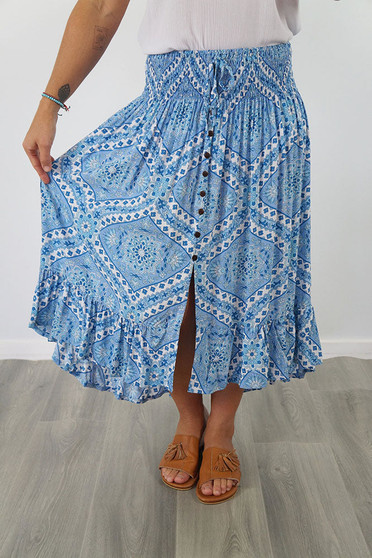 Tangelo Blue Geo Crossover Skirt