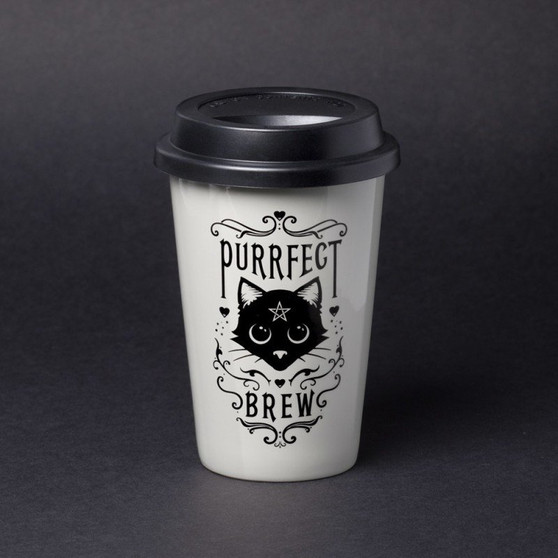 Purrfect Brew Ceramic Travel Mug