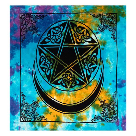 Moon Pentacle Tie-Dye Altar Cloth