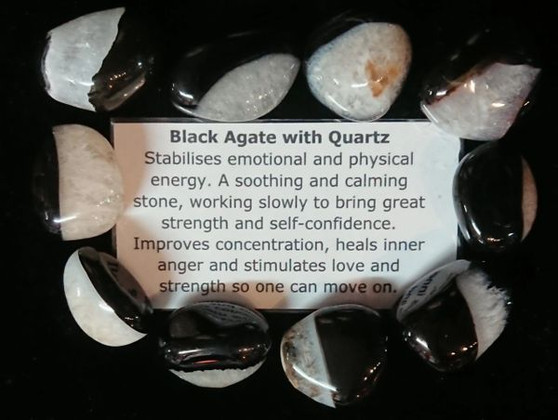 Black Agate with Quartz Tumble Stone