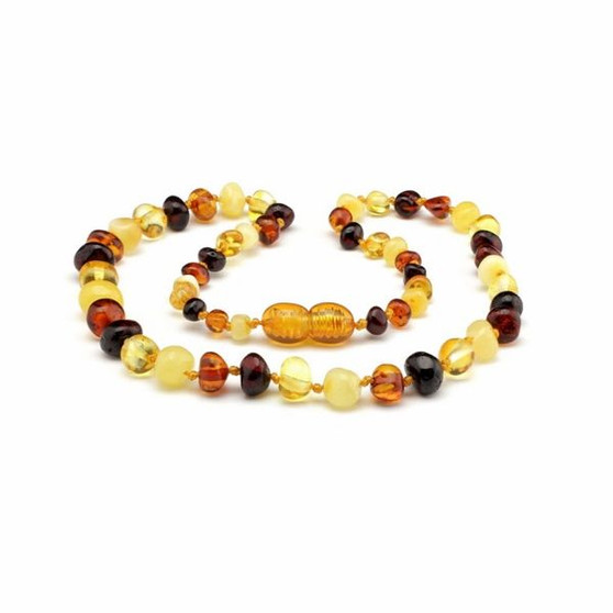 Genuine Baltic Amber Polished Round Multicolour Babies Teething Necklace