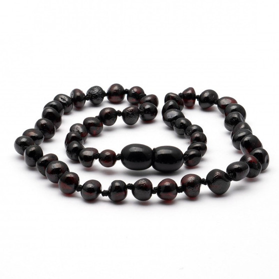 Genuine Baltic Amber Polished Round Cherry Babies Teething Necklace
