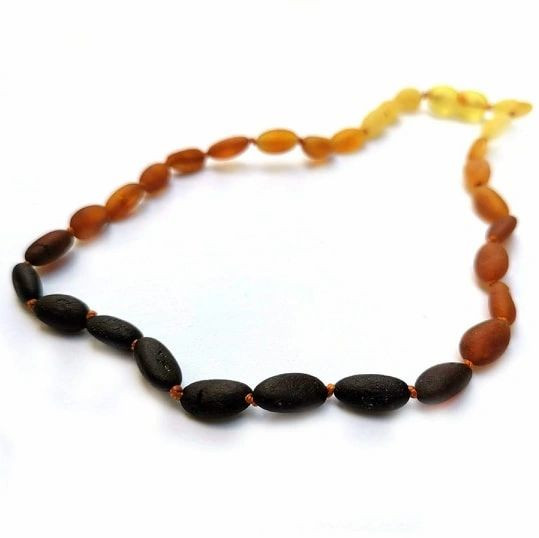 Genuine Baltic Amber Unpolished Oval Rainbow Teething Necklace
