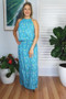 Teal Romana Long Chloe Dress