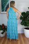 Teal Romana Long Chloe Dress