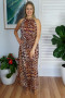Long Gold Leopard Chloe Dress
