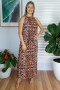 Long Gold Leopard Chloe Dress