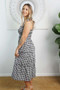 3/4 Tie up Black Gingham Smock Dress