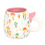 Funky Fungi Print Ceramic Mug with Mushroom Handle