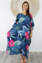 Navy "Bloom" Premium Long Kaftan