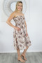 Taupe "Tropical Leaves" Smock Dress