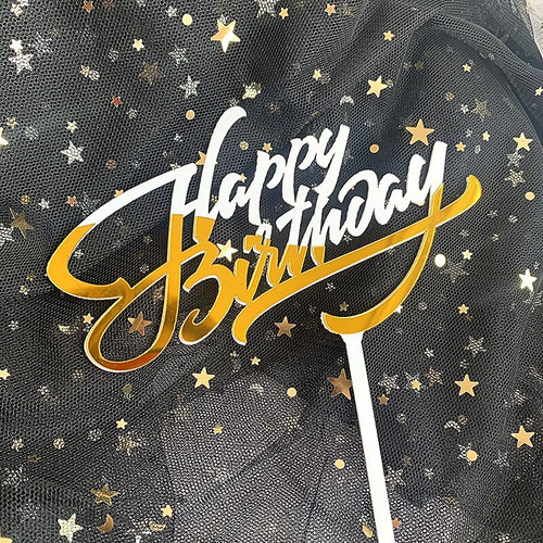 Acrylic Cake Topper With Gold White Mixed Letters For Any Age Happy Birthday Party Decoration Design Idea