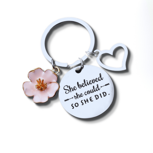 Stainless Steel Key Chain Motivational Girl Heart Birthday Friend Daughter Gift 