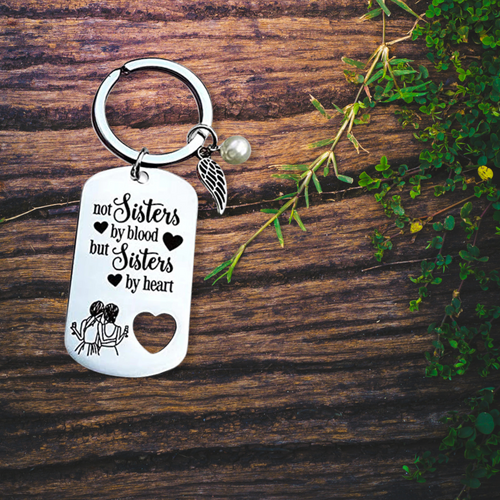 Stainless Steel Key Chain Sisters by Heart Birthday Love Friendship Gifts ideas