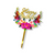 Acrylic Cake Topper For Happy Birthday With  Floral Design Gold Letters Party Decoration Baking Idea